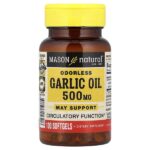 Чесночное масло без запаха, 500 мг, 100 мягких таблеток — Mason Natural