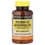 пробиотик с ацидофильными лактобактериями Acidophilus с пектином, 100 капсул — Mason Natural