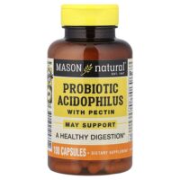 пробиотик с ацидофильными лактобактериями Acidophilus с пектином, 100 капсул — Mason Natural