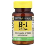 витамин В1, 250 мг, 100 таблеток — Mason Natural