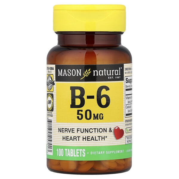 mav05701_v_24.jpg витамин B6, 50 мг, 100 таблеток — Mason Natural