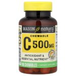 Витамин C, апельсин и ваниль, 500 мг, 100 жевательных таблеток — Mason Natural