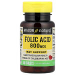 фолиевая кислота, 800 мкг, 100 таблеток — Mason Natural