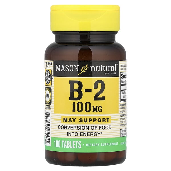 mav07141_v_25.jpg Витамин B2, 100 мг, 100 таблеток — Mason Natural