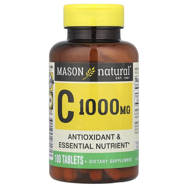mav07161_v_55.jpg Витамин С, 1000 мг, 100 таблеток — Mason Natural