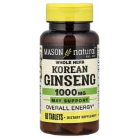 корейский женьшень из цельного растения, 60 таблеток — Mason Natural