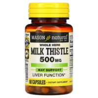 Экстракт молочного чертополоха (цельных растений), 500 мг, 60 капсул — Mason Natural