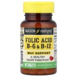 Фолиевая кислота, B6 и B12, 90 таблеток — Mason Natural
