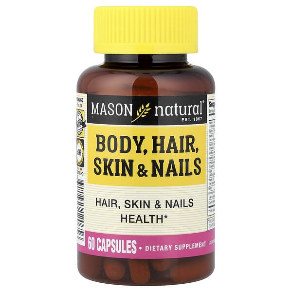 mav12065_v_52.jpg Тело, волосы, кожа и ногти, 60 капсул — Mason Natural