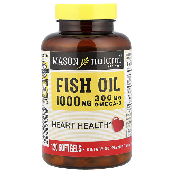 mav12232_v_72.jpg рыбий жир, 1000 мг, 120 капсул — Mason Natural