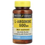 L-аргинин, 500 мг, 60 капсул — Mason Natural