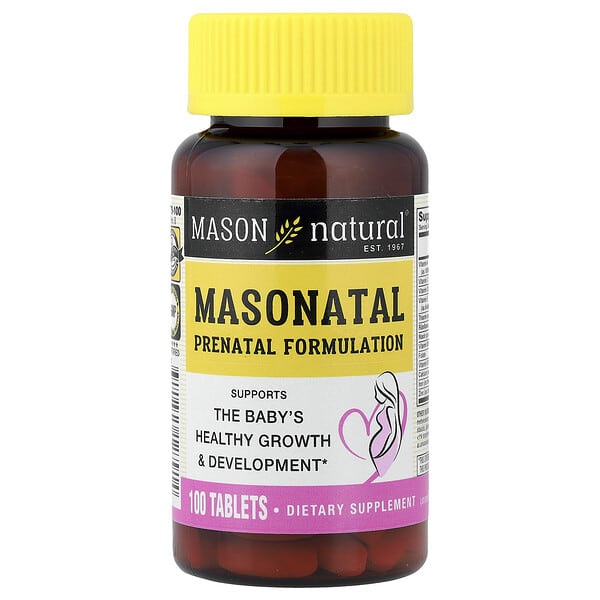 mav12791_v_60.jpg Masonatal Prenatal Formulation, добавка для беременных, 100 таблеток — Mason Natural