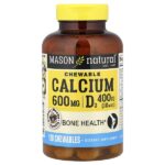 Chewable Calcium + D3, вкус кофе-мокко, 600 мг, 100 жевательных таблеток — Mason Natural