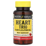 Heart Trio, коэнзим Q10, пищевой и рыбий жир, 60 мягких таблеток — Mason Natural