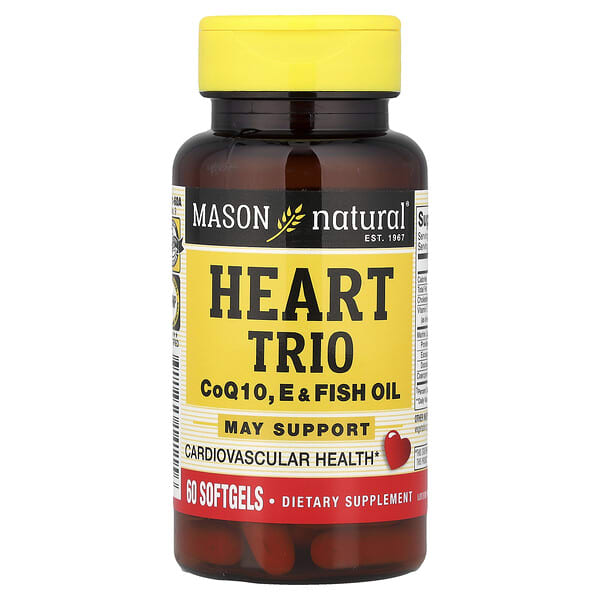 mav14115_v_30.jpg Heart Trio, коэнзим Q10, пищевой и рыбий жир, 60 мягких таблеток — Mason Natural