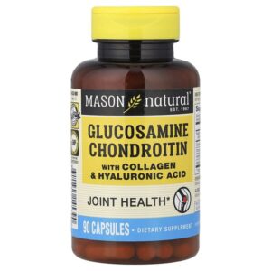 глюкозамин и хондроитин с коллагеном и гиалуроновой кислотой, 90 капсул — Mason Natural