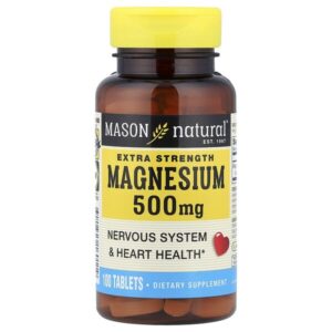 магний, 500 мг, 100 таблеток — Mason Natural