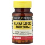 альфа-липоевая кислота, 200 мг, 60 капсул — Mason Natural