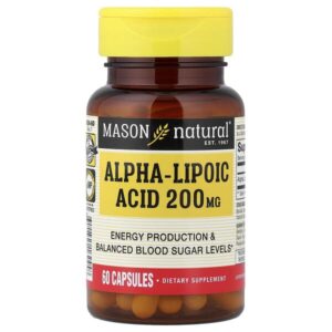 альфа-липоевая кислота, 200 мг, 60 капсул — Mason Natural