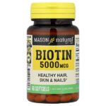 биотин, 5000 мкг, 60 капсул — Mason Natural