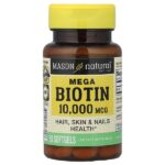 мега биотин, 10 000 мкг, 50 капсул — Mason Natural