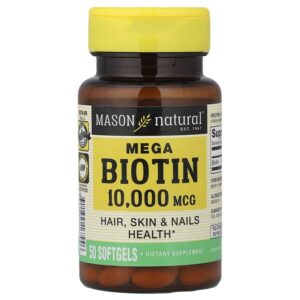 мега биотин, 10 000 мкг, 50 капсул — Mason Natural