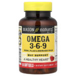 омега 3-6-9, 60 мягких таблеток — Mason Natural