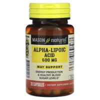 Альфа-липоевая кислота, 600 мг, 30 капсул — Mason Natural