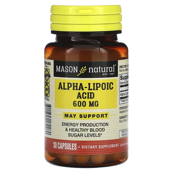 mav17228_v_25.jpg Альфа-липоевая кислота, 600 мг, 30 капсул — Mason Natural