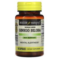 цельное растение гинкго билоба, 60 капсул (125 мг в 1 капсуле) — Mason Natural