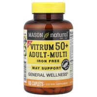 Vitrum 50+, мультивитамины для взрослых, без железа, 180 капсул — Mason Natural