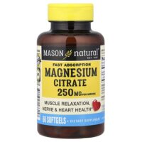 цитрат магния, быстро всасывается, 60 капсул (125 мг в каждой) — Mason Natural