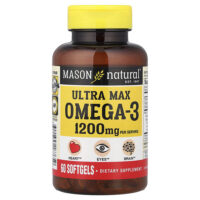 Ultra Max Omega-3, 60 мягких таблеток (600 мг в каждой) — Mason Natural