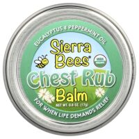Sierra Bees, Бальзам для втирания в грудь, эвкалипт и перечная мята, 17 г (0,6 унции)