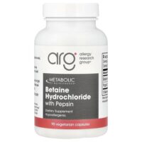 бетаина гидрохлорид с пепсином, 90 вегетарианских капсул — Metabolic Maintenance