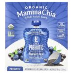 Organic Chia Prebiotic Squeeze Snack, черника и асаи, 4 порции, 99 г (3,5 унции) — Mamma Chia