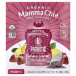 Organic Chia Prebiotic Squeeze Snack, клубничный лимонад, 4 пакетика, 99 г (3,5 унции) — Mamma Chia