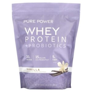 Pure Power, сывороточный протеин с пробиотиками, вкус ванили, 880 г (1 фунт 15 унций) — Dr. Mercola