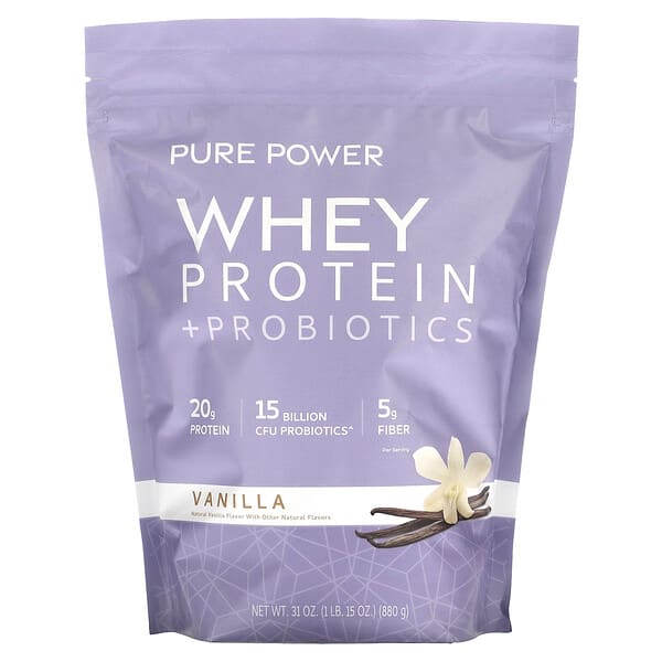mcl01603_v_11.jpg Pure Power, сывороточный протеин с пробиотиками, вкус ванили, 880 г (1 фунт 15 унций) — Dr. Mercola