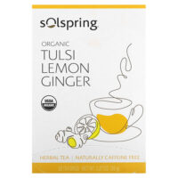 Solspring®, органический травяной чай, тулси, лимон и имбирь, без кофеина, 18 чайных пакетиков, 36 г (1,27 унции) — Dr. Mercola