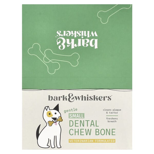 mcl03075_v_66.jpg Bark & Whiskers™, жевательные косточки для нежных зубов, для собак, маленькие, 12 косточек, 20 г (0,7 унции) — Dr. Mercola