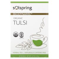 Solspring®, Biodynamic®, органический травяной чай, тулси, без кофеина, 18 чайных пакетиков, 36 г (1,27 унции) — Dr. Mercola