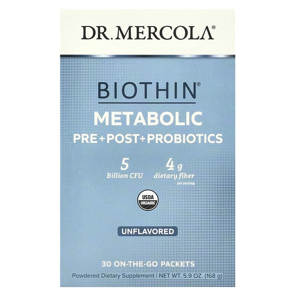 mcl21312_v_17.jpg Biothin®, пробиотики для метаболизма до и после приема пищи, без ароматизаторов, 5 млрд КОЕ, 30 упаковок, готовых к употреблению, по 5,6 г (0,19 унции) — Dr. Mercola