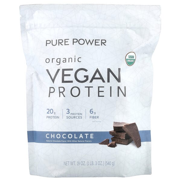 mcl21411_v_2.jpg Pure Power, органический веганский протеин, со вкусом шоколада, 540 г (1 фунт 3 унции) — Dr. Mercola
