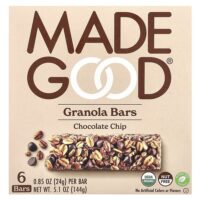 Батончики мюсли, шоколадная крошка, 6 батончиков, по 24 г (0,85 унции) — MadeGood