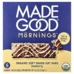 Mornings™, органические запеченные овсяные батончики, со вкусом голубики, 5 батончиков по 30 г (1,06 унции) — MadeGood