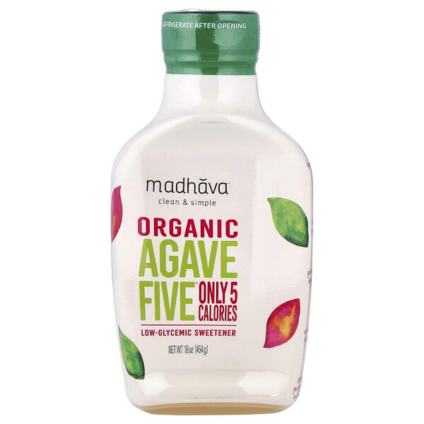 mdh11100_v_56.jpg Clean & Simple, Organic Agave Five®, подсластитель с низким гликемическим индексом, 454 г (16 унций) — Madhava