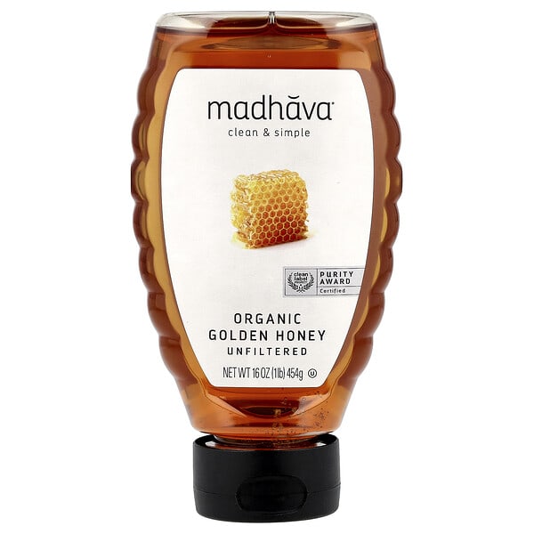 mdh50002_v_14.jpg Органический золотой мед, нефильтрованный, 454 г (16 унций) — Madhava