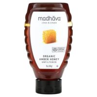 Органический янтарный мед, нефильтрованный, 454 г (16 унций) — Madhava