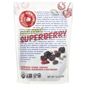 Organic Superberry, клюква, изюм, вишня, семена пептии, голубика и ягоды годжи, 284 г (10 унций) — Made in Nature
